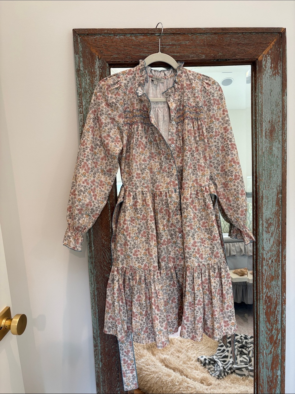 Baybala Floral Long-Sleeve Button -Up Dress - S EUC